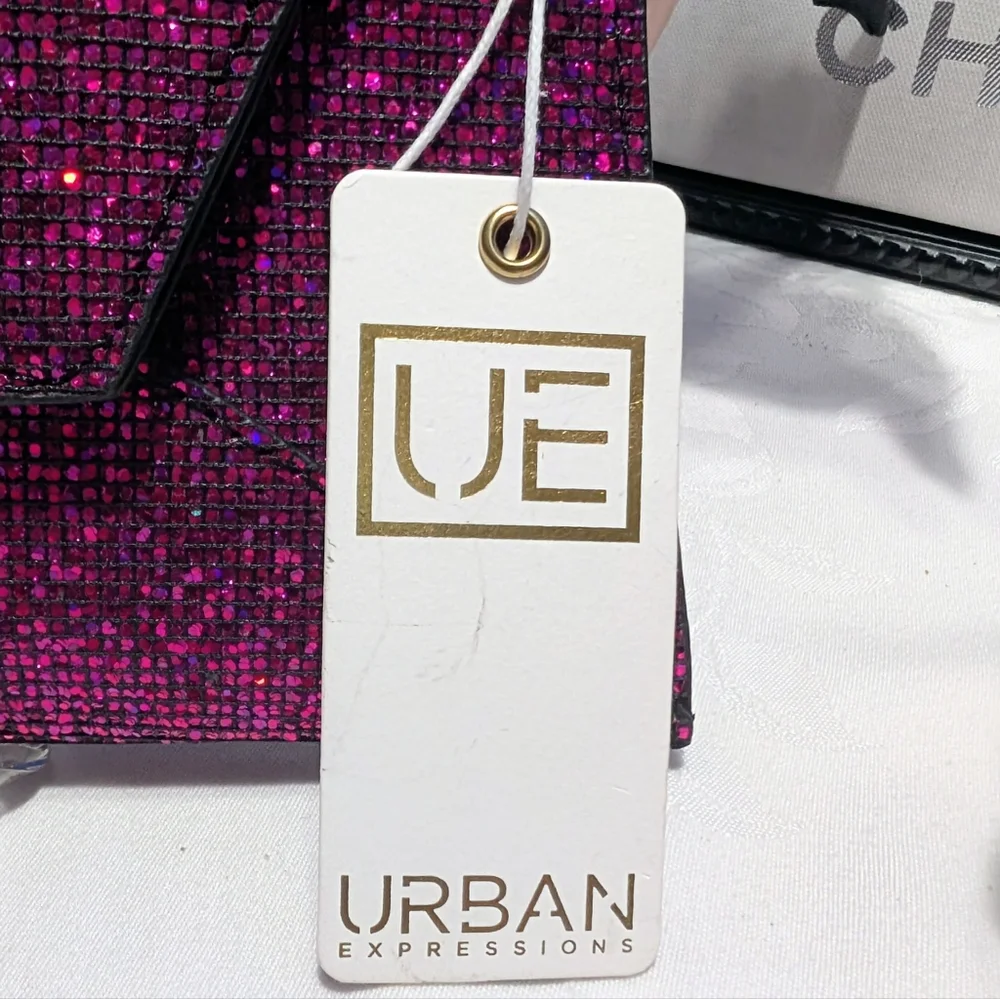 Urban Expressions Glitter Envelope Clutch/ Crossbody - Magenta 🔥
